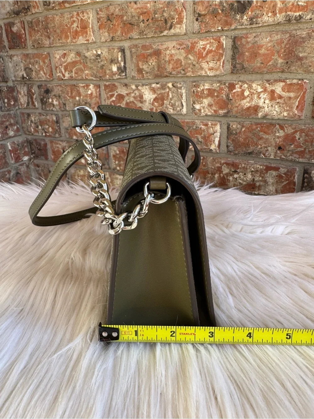 Michael Kors Olive MK Logo Crossbody with Chain Strap
